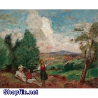 Tranh sơn dầu cả nhà nghĩ ngơi